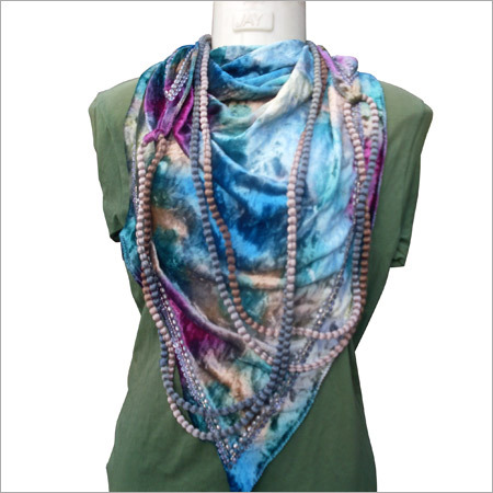 Embroidered velvet scarf
