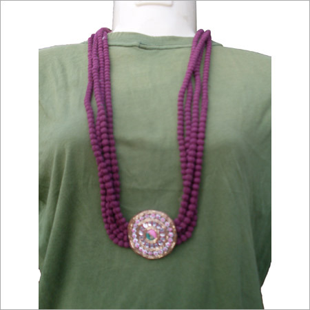 Fabric Covered Bead Necklace