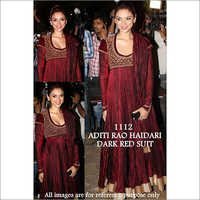 Bollywood Replica Designer Aditi Fancy Velvet Suit - Velvet Material, Semi Stitch Size, Maroon Color | Full Sleeves, Embroidered Pattern, All Season Wear