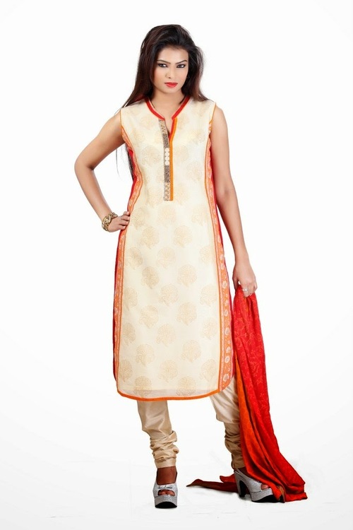 Salwar Kameez - Silk Blend, 52 Inches, Off-White | Elegant Design, Soft Fabric, Comfortable Fit, Embroidered Work