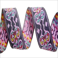 Printed Jacquard Ribbon - Lightweight, Variable Width, Purple Color | Durable Fabric, Elegant Design, Smooth Texture, Fine Finish, Versatile Use