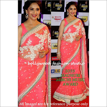 Washable Bollywood Replica Designer Madhuri Ethnic Fancy Pink Saree