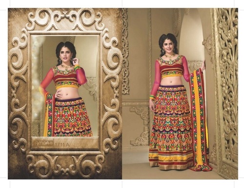 Colourful Designer Lehengas - Silk Velvet, Custom Size, Red | Handcrafted Zardosi Embroidery, Elegant A-line, Vibrant Colors