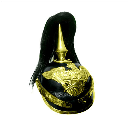 Leather pickelhaube Prussian helmet with Black Crest