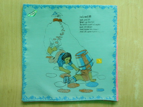 Kids Cotton Handkerchiefs - 12x12 cm Light Blue Cotton, 12 Pcs Pack | Soft, Absorbent, Durable Cartoon Design