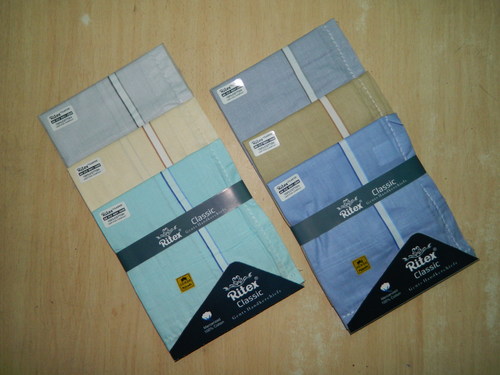 Ritex Cotton Handkerchiefs - 10x10 Inches, Light Blue | Soft, Absorbent, Durable, 12 Pcs Box