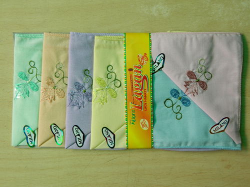 Ladies Fancy Handkerchiefs - Cotton, 10x10 Inches, Pastel | Embroidered Designs, Soft Fabric, 12-Piece Set, Box Packaging