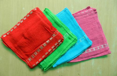 Face Towels - Cotton 15x15 cm Red, Soft Absorbent Disposable 12 pcs Pack