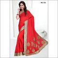Designer Handwork Sarees - Silk 5.5m Red, Khatli Work | Elegant Design, Intense Look, Eye-catching Appeal