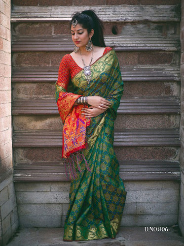 Multicolour Sethnic Patola Silk Saree Wholesale Dealer In Surat 802 Green