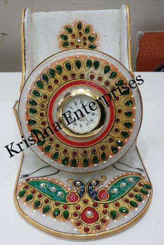 Peacock Design Marble Clock