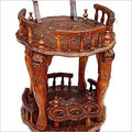 Hand Carved Wooden Service Trolley