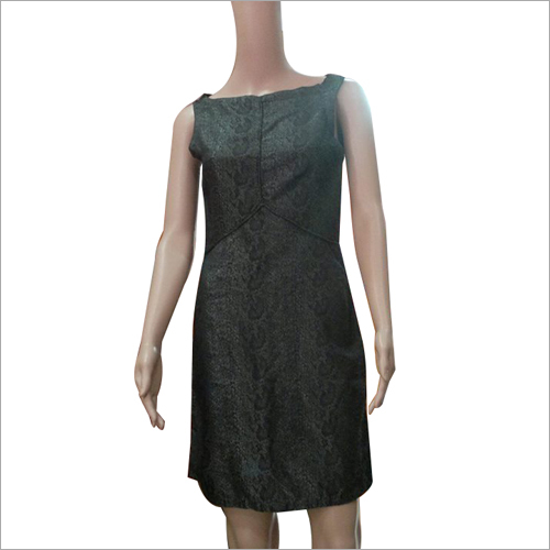 Self Woven Snake Printed Panel Dress - Fine Fabric, Black | Stylish Design, Elegant Look, Versatile Wear, Comfortable Fabric