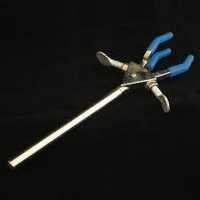 Condenser Clamp - Aluminum Alloy With Chrome Plated Rod 300x10 Mm | Dual Key Operation, Silicon Sleeved Fingers, 75 Mm Object Capacity