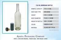 Flint Glass Bordeaux Bottle - 750 Ml Size | Rigid Material, Transparent Finish, Blow Molded Design