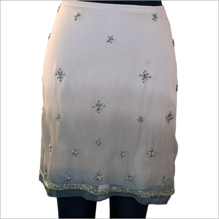 Skirt - Silk Mini Elastic Waist | Beaded Embellished Fabric Elegant Design Comfortable Fit Versatile Style