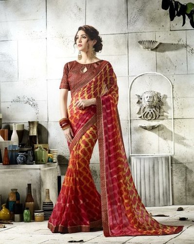 Red Online Shopping Of Designer Saree