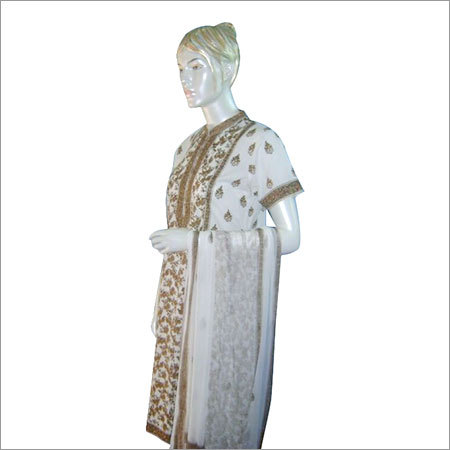 Ladies Sherwani Suits - Cotton Size S-XL Off-white | Comfortable Fit Elegant Design Intricate Gold Embroidery Stylish Look Net Dupatta