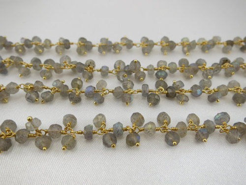 Labradorite Dangling Sterling Silver Gemstone Beaded Chain