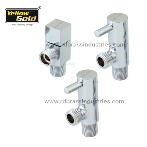 Brass Angle Valve - 1/2"x3/8", 1/2"x1/2", 1/2"x3/4" | Polished Chrome Plated, Brushed Nickel Finish, Round Head Code, Water Compatible