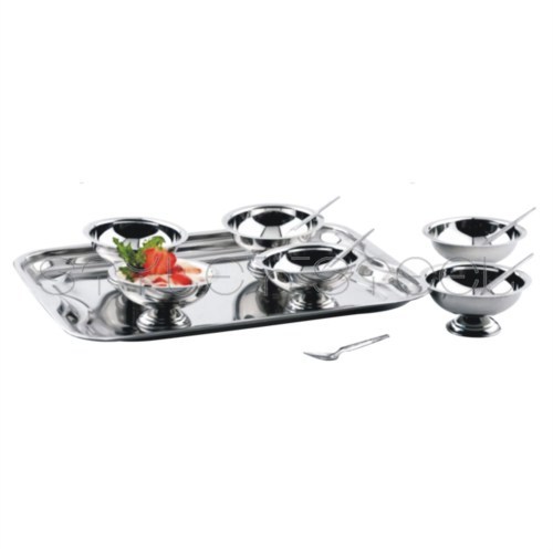 13 pcs Ice Cream Set - Stainless Steel, Polished Finish | Elegant Design, Durable, Easy to Clean, Stylish Serving