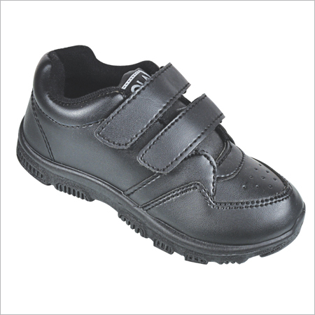 Kids School Shoe - Leather, Multiple Sizes, Black | Durable Strap, Comfortable, Lightweight Rubber Sole