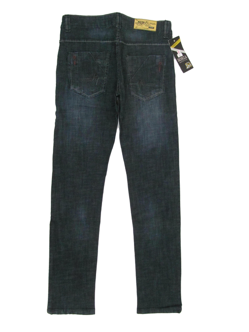 Mens Denim Jeans - Cotton Blend, Size 28x34, Dark Blue | Zipper Fly, Durable Denim, Classic Fit, Straight Leg, Five Pockets