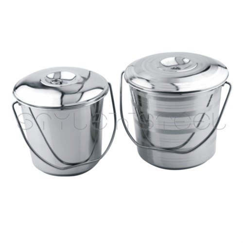 Bucket With Lid - Stainless Steel, 4-20 Liters | Durable, Leakproof, Stackable, Snap-On Lid, Metal Wire Handle
