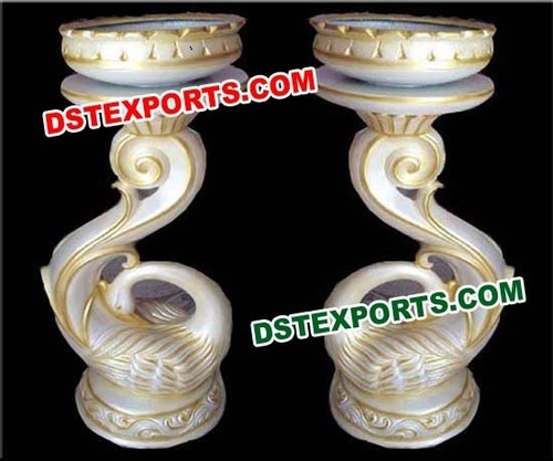 Wedding Peacock Walkway Small Pillars - Fiber, 36 Inch Height x 18 Inch Top Diameter, White, Elegant Design, Durable, Easy Setup