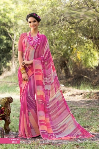 Multi-Color Sethnic Georgette Saree Supplier In Surat Fancy Designs