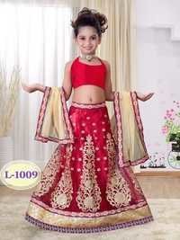 Unstitched Lehenga - Net Material, Red Color | Floral Embroidery, Party Occasion, Embroidered Net Dupatta
