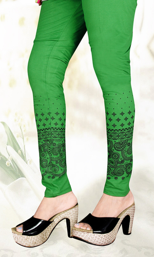 Printed Cotton Lycra Green Leggings
