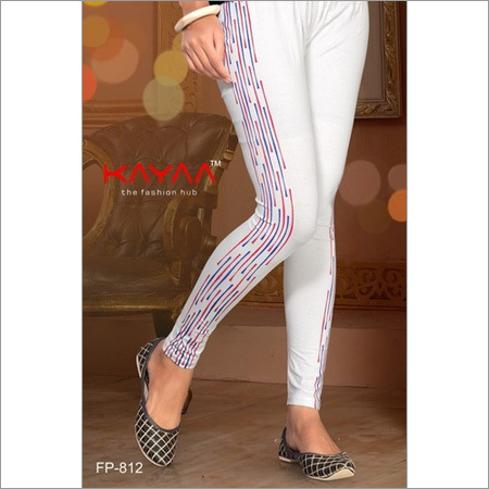 White Color Lining Side Print Legging - 4 Way Cotton Lycra, XL, Ankle Length | Stylish Design, Comfortable Fit, Durable Fabric