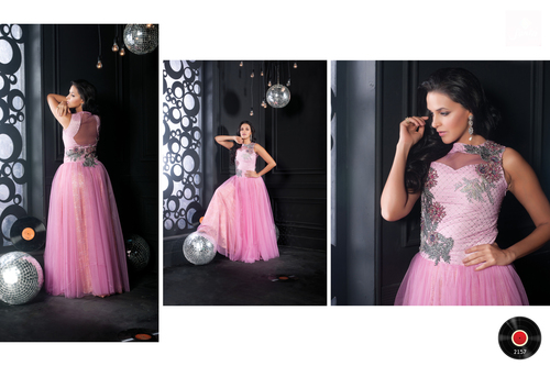 Baby Pink Color Readymade Gown