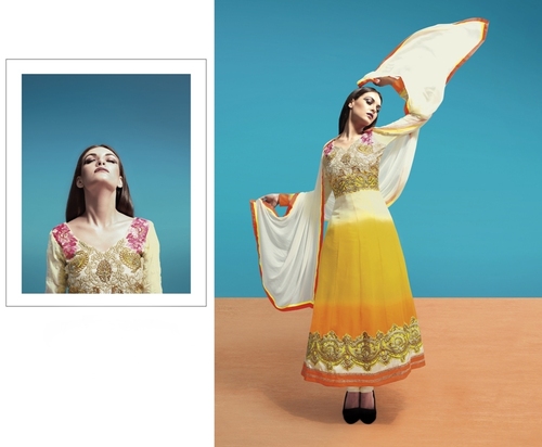 Stunning Salwaar Kameez - Yellow, Upto 44" Size, Contrast Dupatta | Heavy Embroidery, Stone & Lace Work, Elegant Design