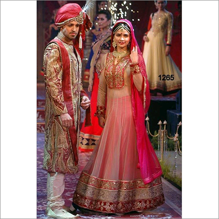 Fancy Designer Party Wear Lehanga - Silk Net, Free Size, Pink & Brown, Embroidered with Laces | All Season, Full Sleeves, Dry Clean Only, Washable, No Fade