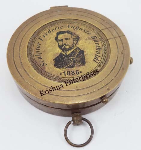 Antique Flap Compass 1886 - Solid Brass, 3 Inch, Polished Finish | Handcrafted Nautical Collectible, Magnetic Needle, Etched Design