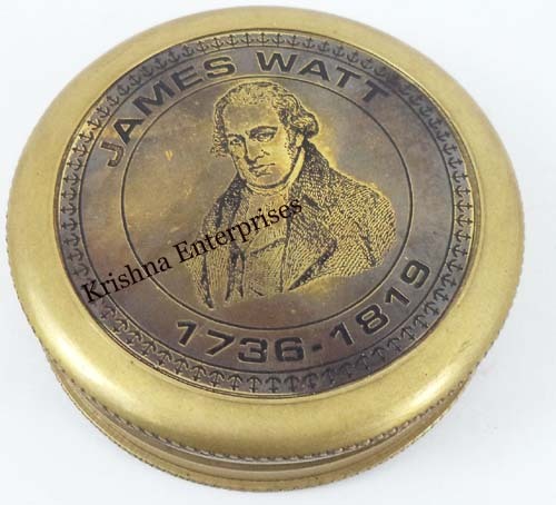 Antique James Watt 1736-1819 Compass - Brass, 2.5 Inch, Brown Antique Finish, Magnetic Needle, Handcrafted Nautical Gift