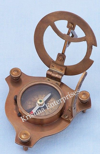 Antique Sundial Compass With Box