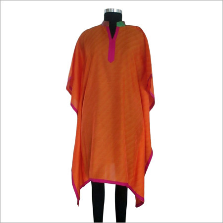 Kaftan - Silk, Medium, 40 Inches, Orange | Comfortable, Stylish, Breathable, Versatile, Elegant, Lightweight, Short Sleeve