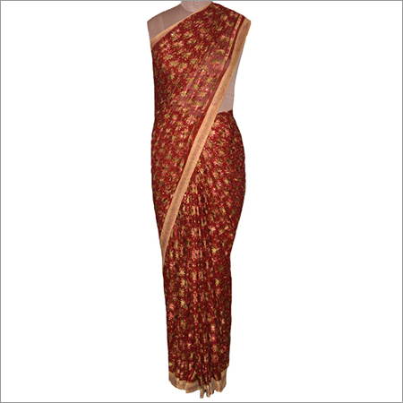 Embroidered phulkari saree