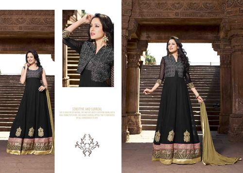 Shyna Black Jacket Fully Embroidered Anarkali Suit