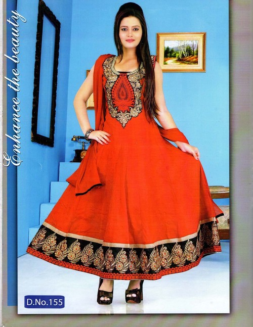 Anarkali Suit - Cotton Silk, 54 Inches, Red | Elegant Design, Hand Zari Embroidery, Comfortable, Stylish Fit