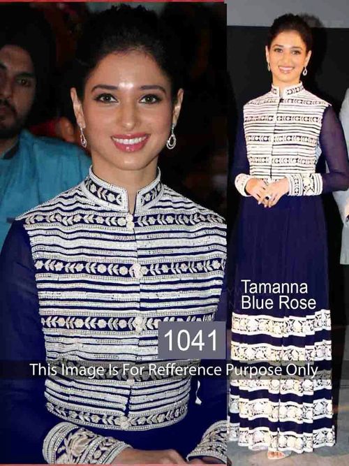Stylish Party Wear Salwar Kameez - Georgette Fabric, Free Size, Blue & White with Embroidered Laces | Breathable, Washable, Full Sleeves, Ideal for Spring & Summer