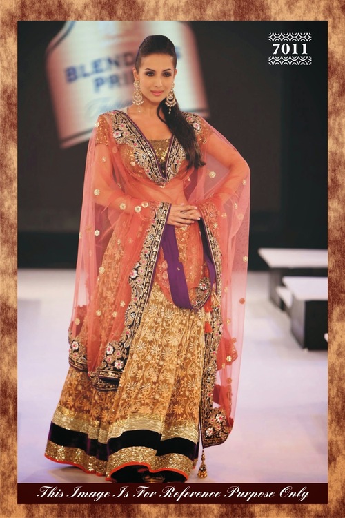 7011 - Georgette, Free Size, Golden Color | Short Sleeves, Embroidered, Lace Decoration, Washable, Versatile for All Seasons