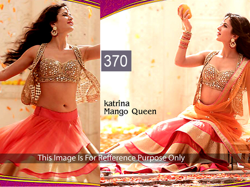 370 - Georgette + Silk, Free Size, Orange and Golden Mango Colour Fancy Designer Lehanga | Dry Clean, No Fade, Washable, Sleeveless, Embroidered, Ethnic Indian Style