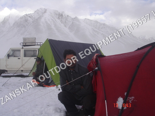 Camping Tent - Single Layer Polyester, Laminated Fiber Poles - Plain Style for Outdoor Adventures
