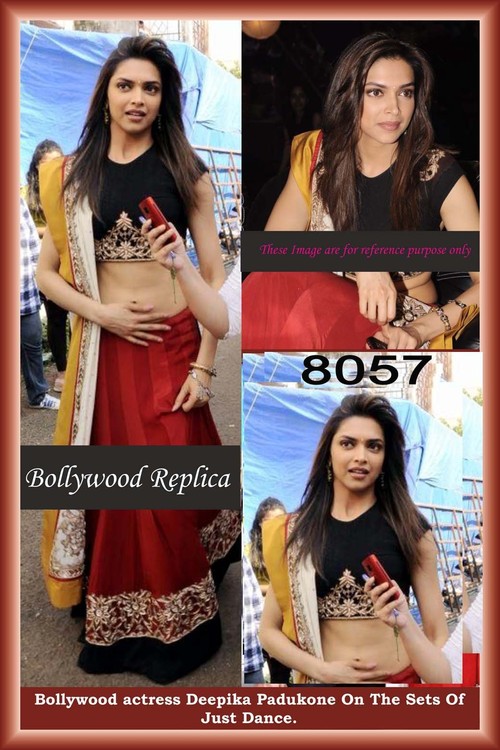 8057 - Georgette & Net, Free Size | Red & Yellow Fancy Party Wear Designer Lehenga with Heavy Work, Suitable for All Seasons
