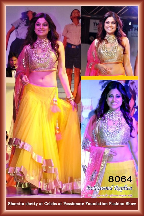 8064 - Net & Georgette, Free Size, Yellow Colour Designer Fancy Stylish Bridal Lehenga | Ethnic Indian Wear, Embroidered Pattern, Sleeveless, Laces, Washable