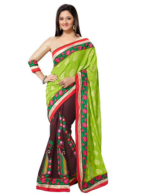 Green And Brown Saree